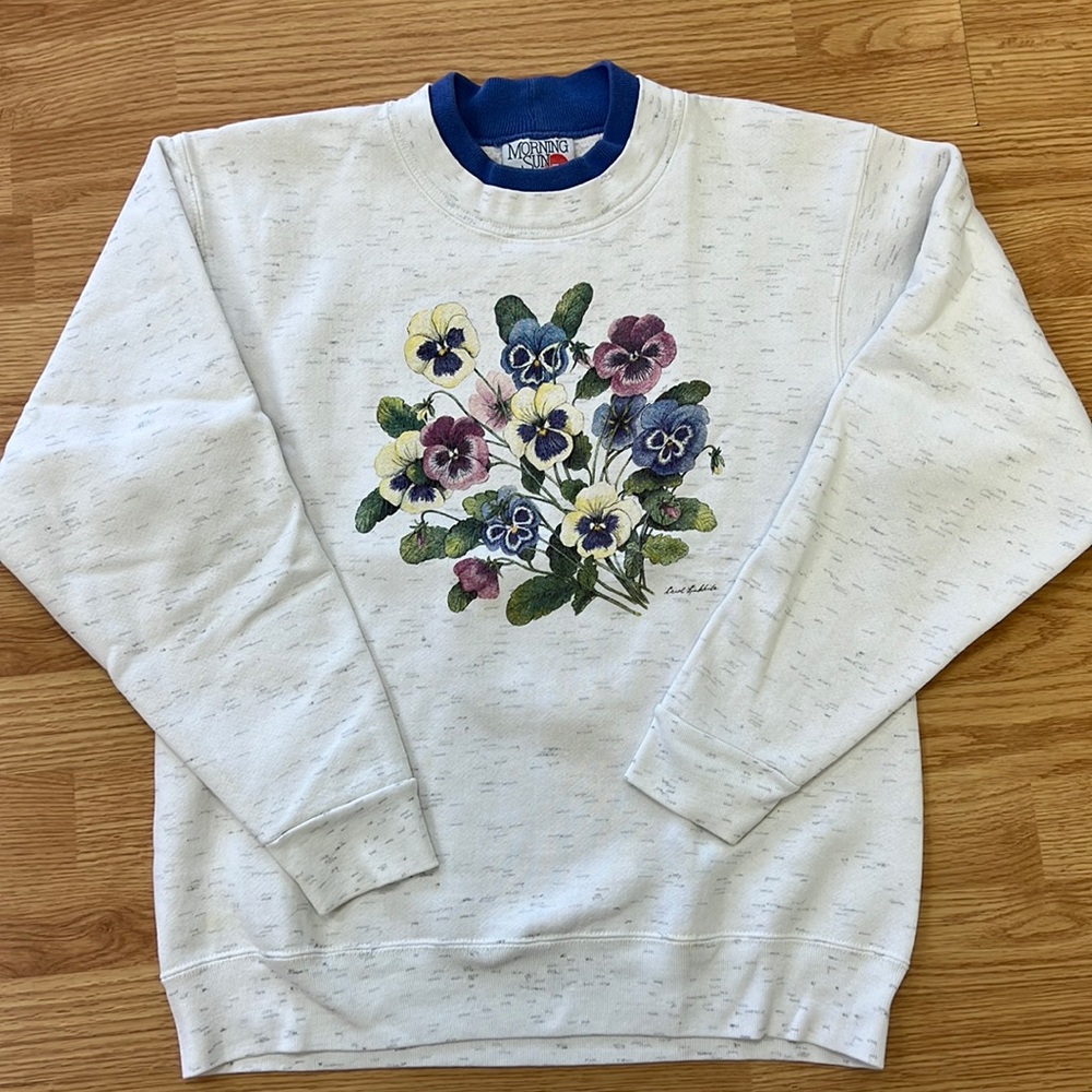 Vintage Morning Sun Floral Crewneck Sweatshirt Sz L